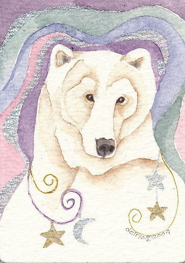Polar Ice WHITE BEAR  aceo waterclor giclee PRINT
