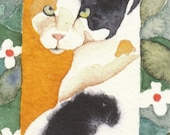 Calico cat aceo PRINT watercolor giclee JUNIPER - Free Shipping