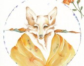 COYOTE BLESSING  aceo watercolor giclee PRINT spirit healer - Free Shipping