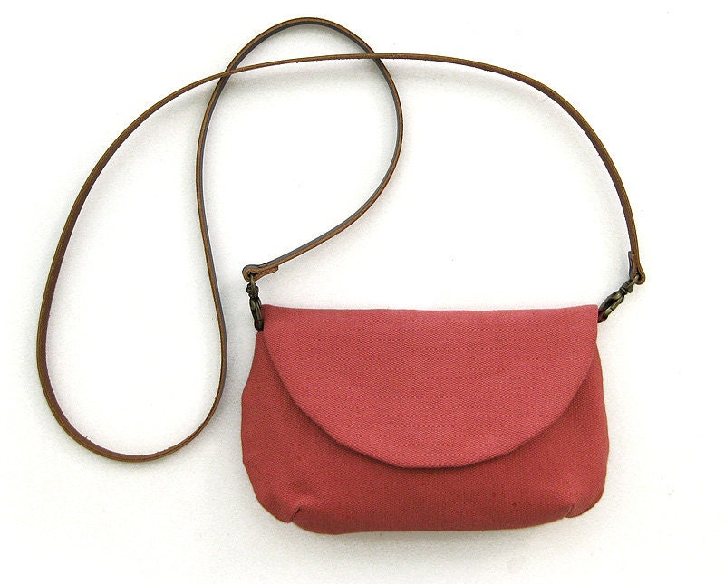 Long Leather Strap Fabric Purse