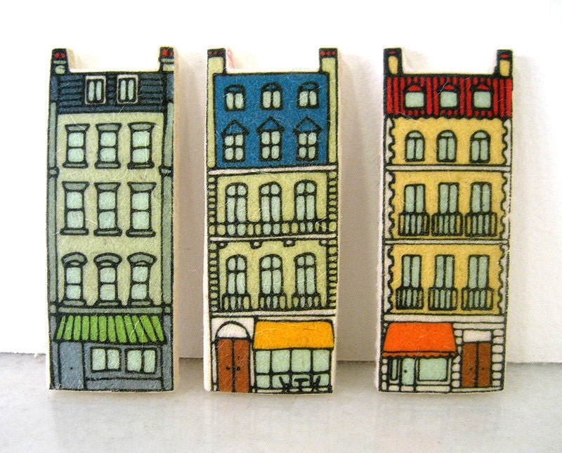 Stamped Felt City Brooch