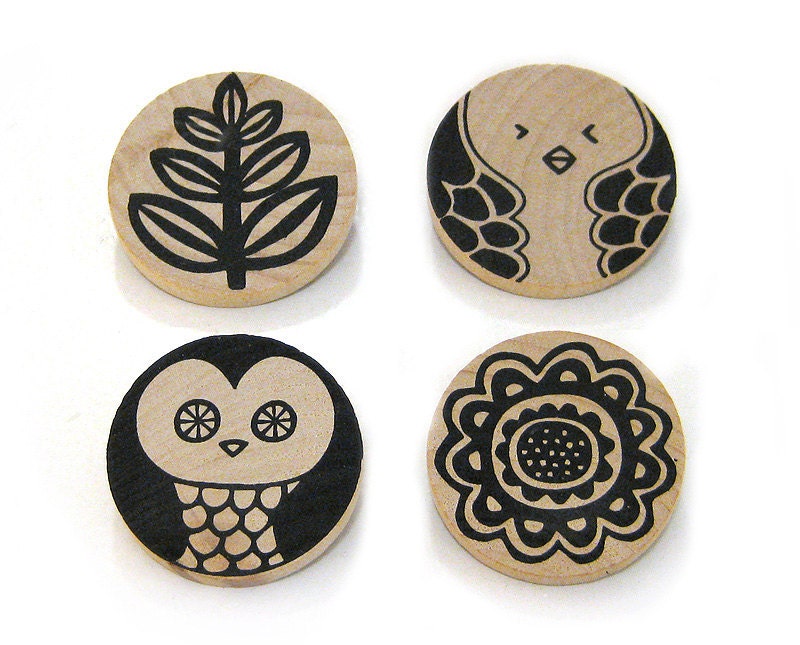 Wooden Forest Hand Screen Printed Brooch