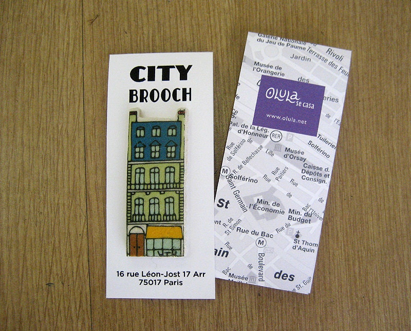 Stamped Felt City Brooch