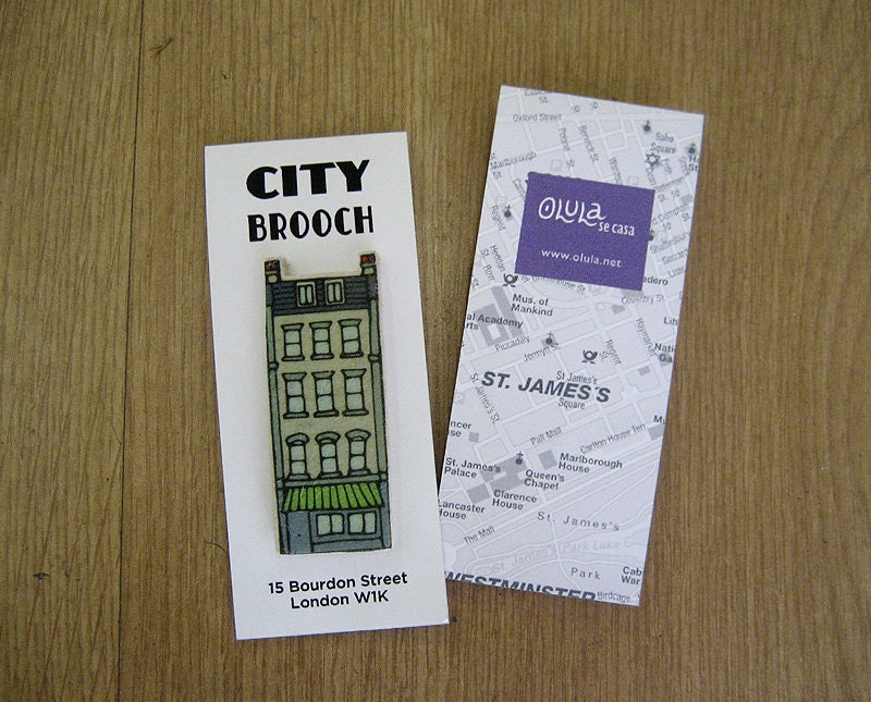 Stamped Felt City Brooch