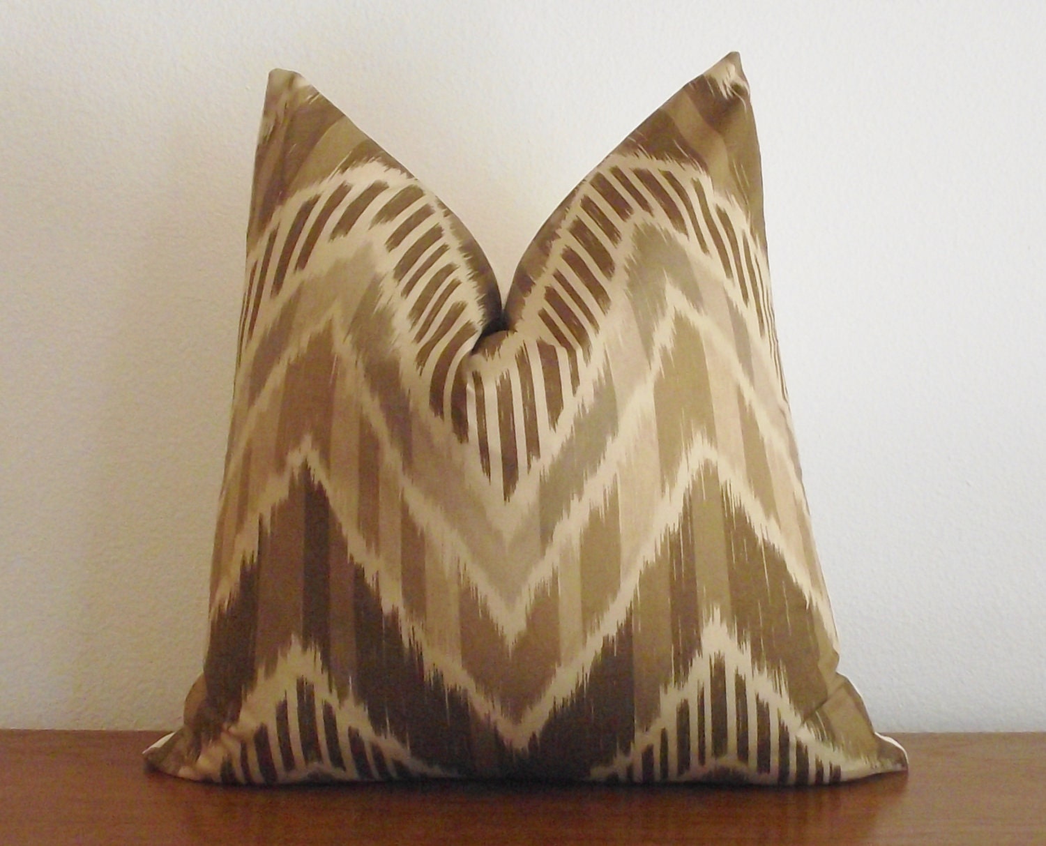 Chevron Decorative Pillow Cover- Zig Zag- Brown- Taupe- 20x20"