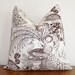 SALE- Peacock Toile Decorative Pillow Cover- Brown- White- 22x22"