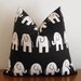 SALE- Decorative Pillow Cover- Bella White Elephant- Black- White-Children- Nursery-  18x18"
