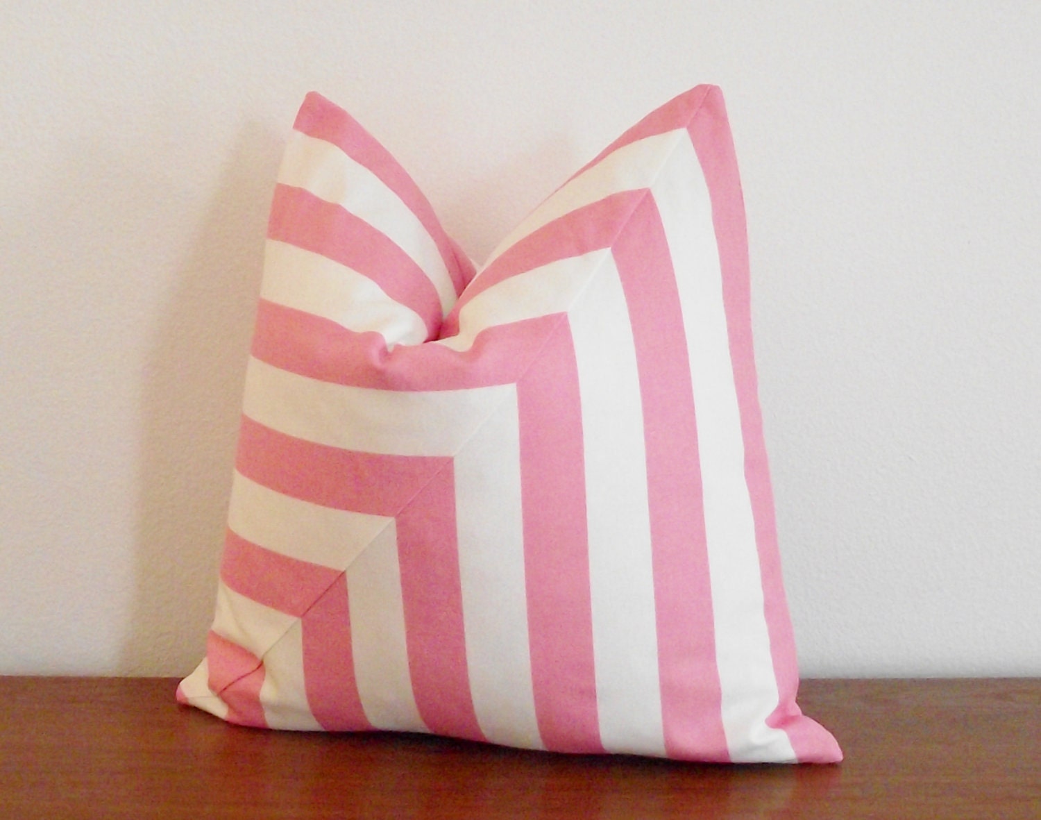 Pink Stripes Decorative Pillow Cover- Pink and White- Stripes- 18x18"
