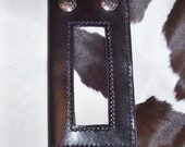 Genuine Hair On Calfskin Black Leather Roper Wallet with Conchos