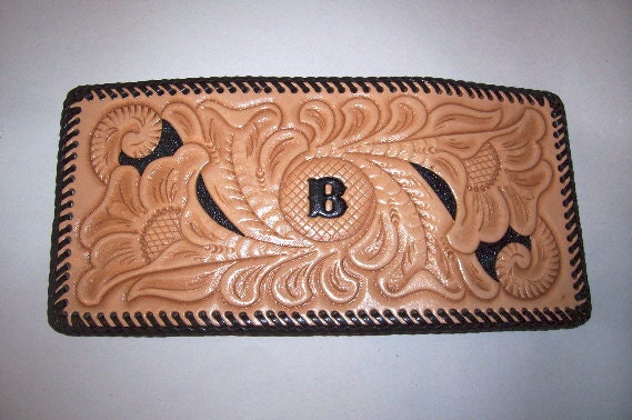 Hand Carved Floral Leather Imperial Tri-Fold Billfold-MADE TO ORDER-Please See Listing For Details