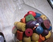 Vintage Glass Vase with Vintage Colored Wooden Beads