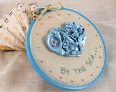 Embroidery Hoop Art - By the Sea - Recycled Materials