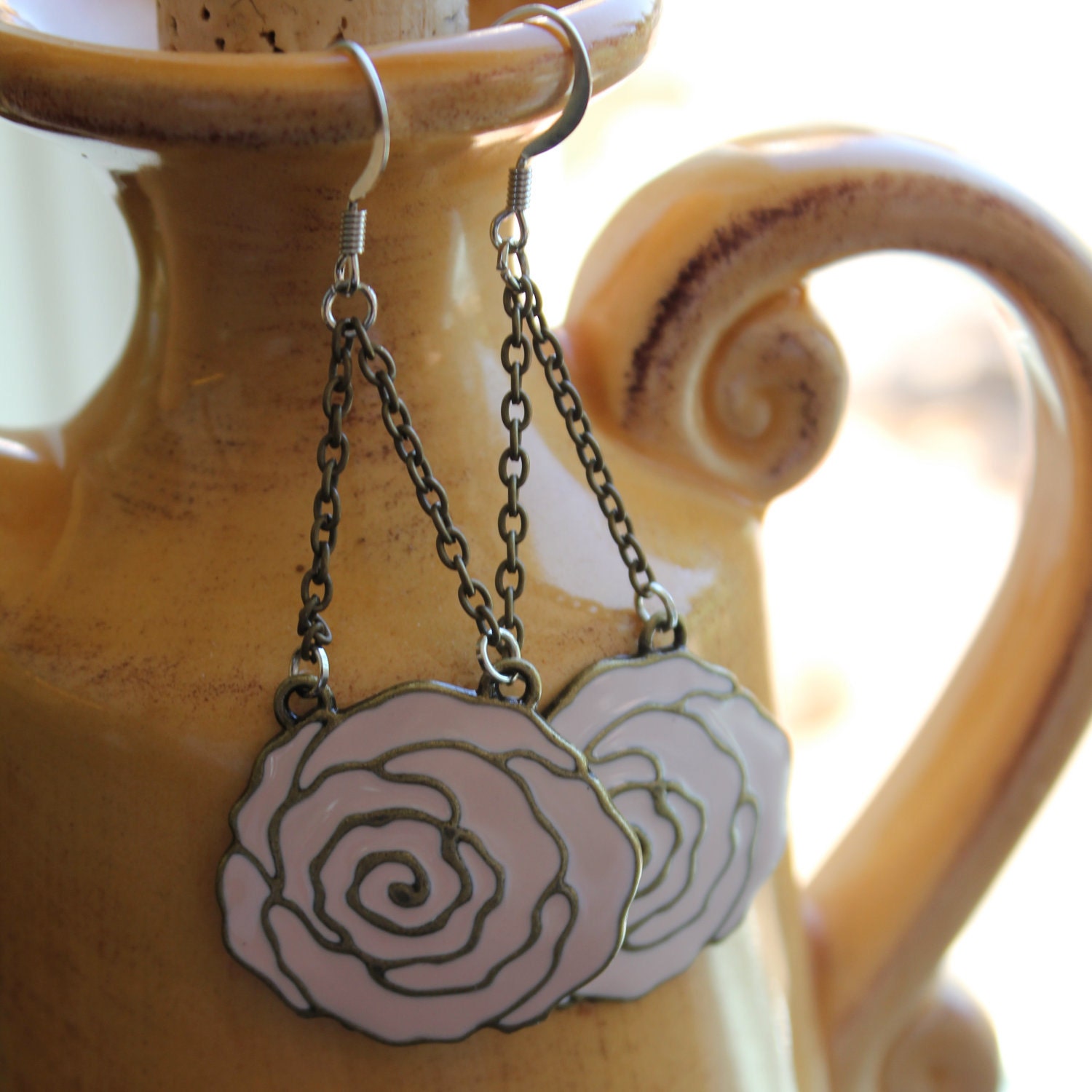 Pastel Pink Rosebud Earrings
