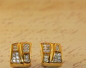 Vintage gold and rhinestone earrings by Monet