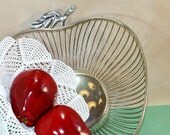 Vintage silver basket in the shape of an apple