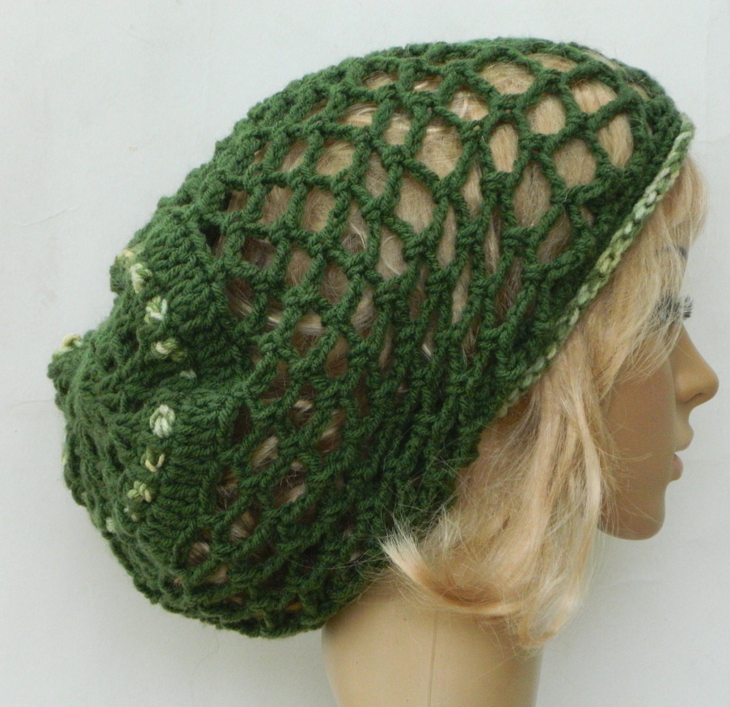 Slouchy Mesh..Snood..In Green And Multicolored Stripes