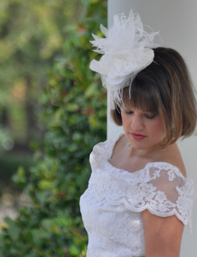 Bridal Headpiece-  Ivory and Soft White