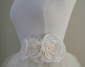 Flower Bridal Sash- Ivory Handmade Garden Roses