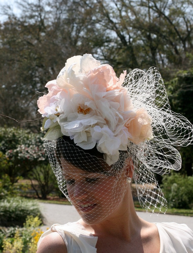 Hampton Bridal Hat by Grace Dunbar OOAK RESERVED for MOE Project Runway Contest Entry