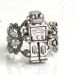 Steampunk MR ROBOT Ring - Antique Silver - Filigree Setting - Miniture Toy Robot - Retro - Geekery - By GlazedBlackCherry