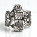 Steampunk MR ROBOT Ring - Antique Silver - Filigree Setting - Miniture Toy Robot - Retro - Geekery - By GlazedBlackCherry