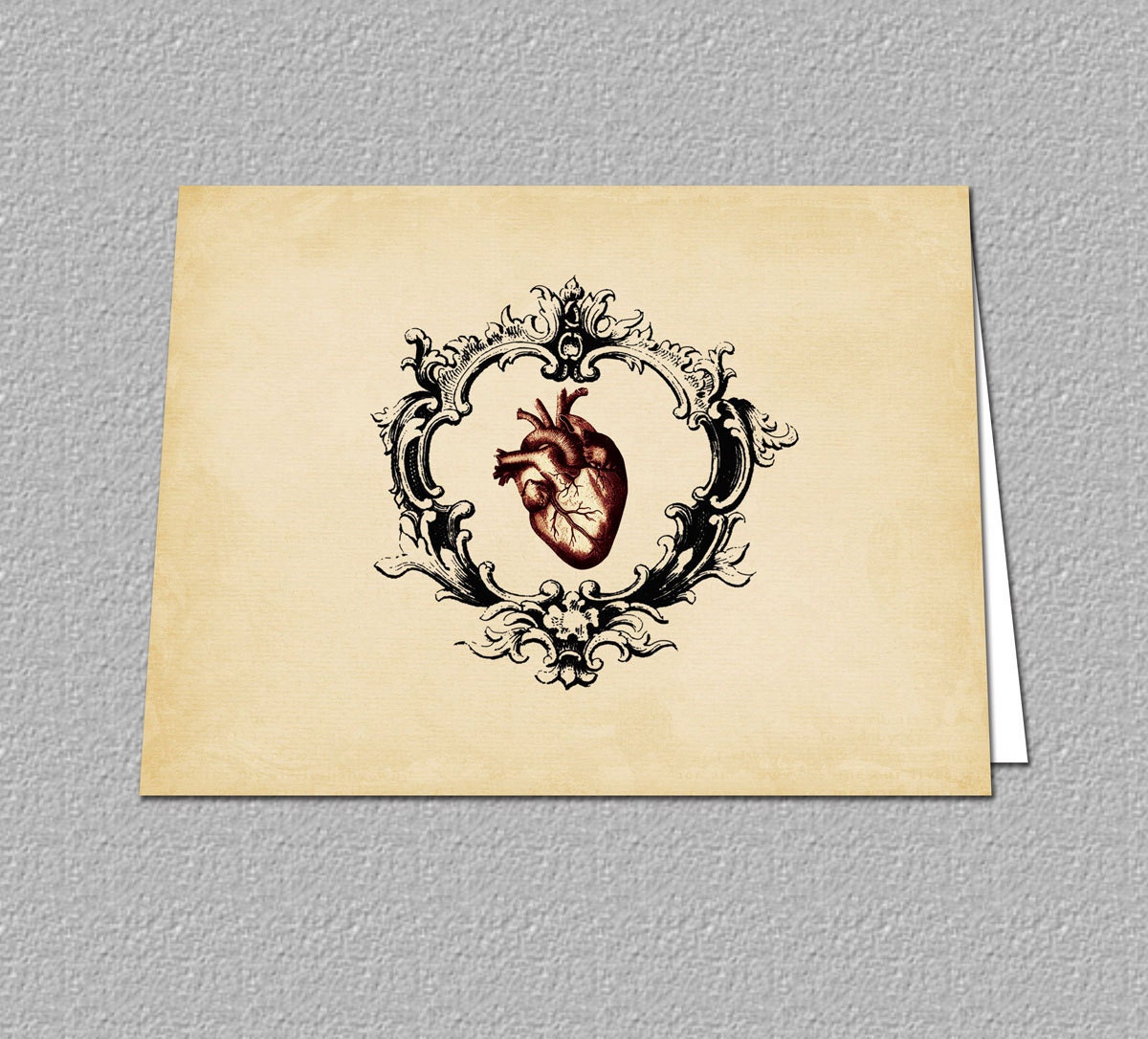 Halloween Card Set, Human Heart, Anatomical Heart, Note Card,