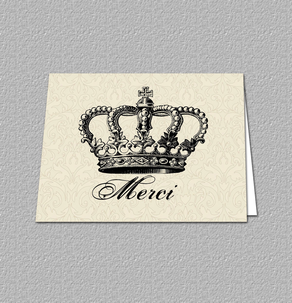 Crown Thank You Card, Vintage Crown Note Card Set, Royal Note Card
