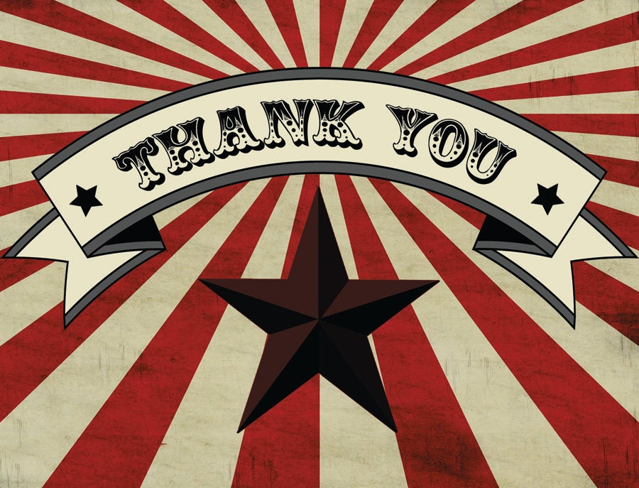 Carnival Thank You Card, Circus Thank You Cars, Note Card Set