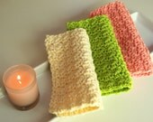 set of three 7" x 7" 100% cotton washcloths/dishcloths (choose your colors)