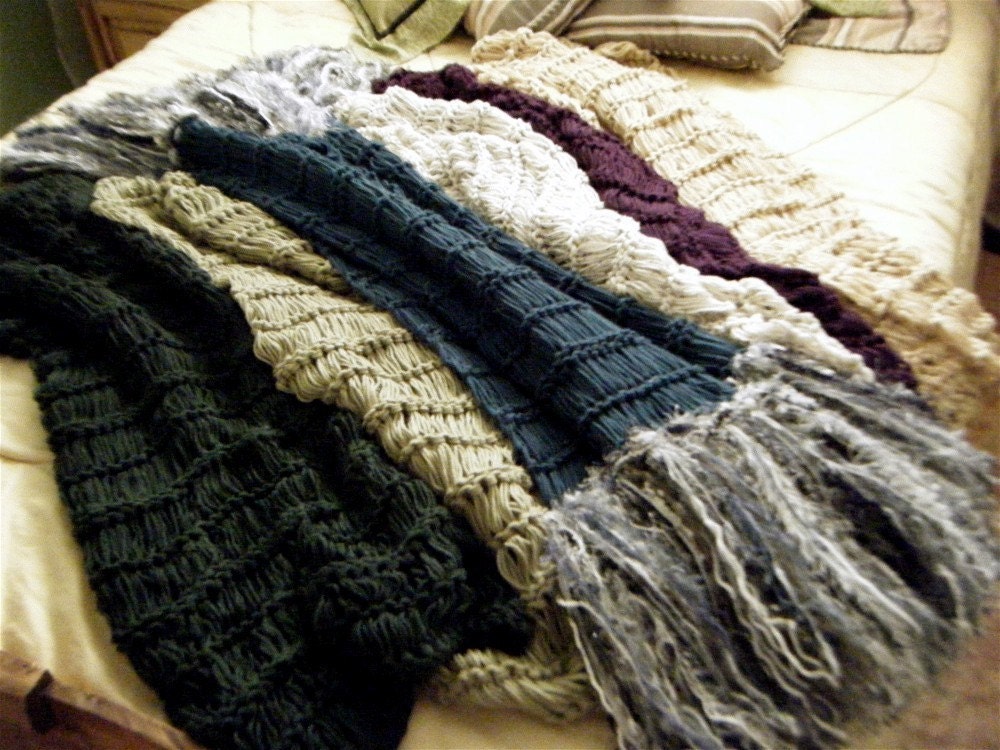 Fringe Throw Home Interiors Design Decor Blanket. Afghan Lap Warmer, CHOOSE COLORS, a Few Ideas Shown