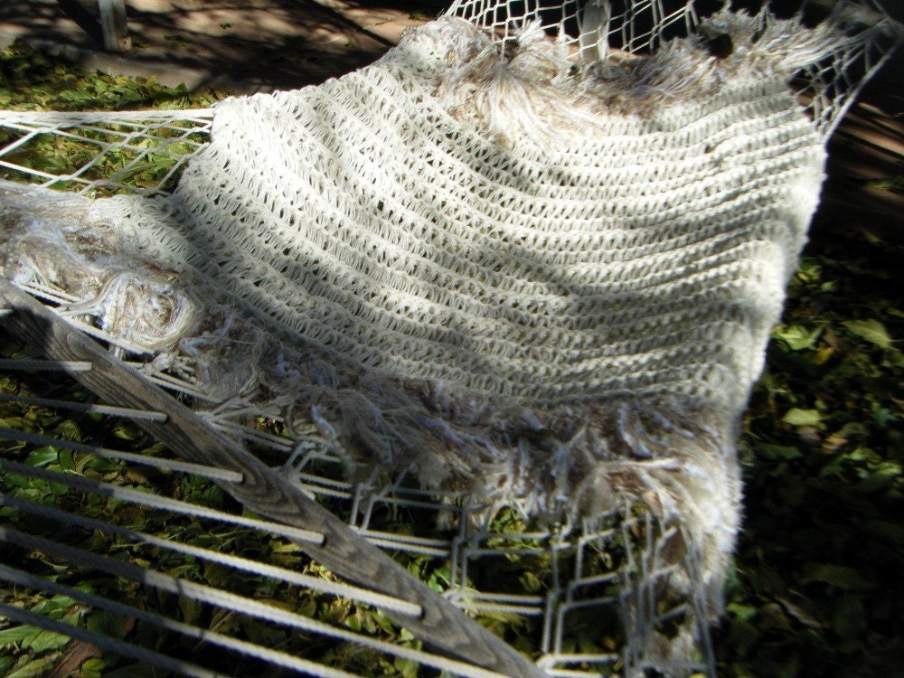 Ivory Fringe Throw Blanket. Knit Home Accent Cabin Decor Pale Cream Taupe Off White Eggshell