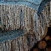 Faded Denim Blue Brown Cream Tan STRIPE Fringe Home Decor Throw Blanket, Knit Afghan