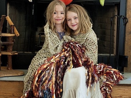 Throw Blanket Fringe Decor. Multicolor Cozy Afghan for Sisters, Siblings, Friends, Sisterhood