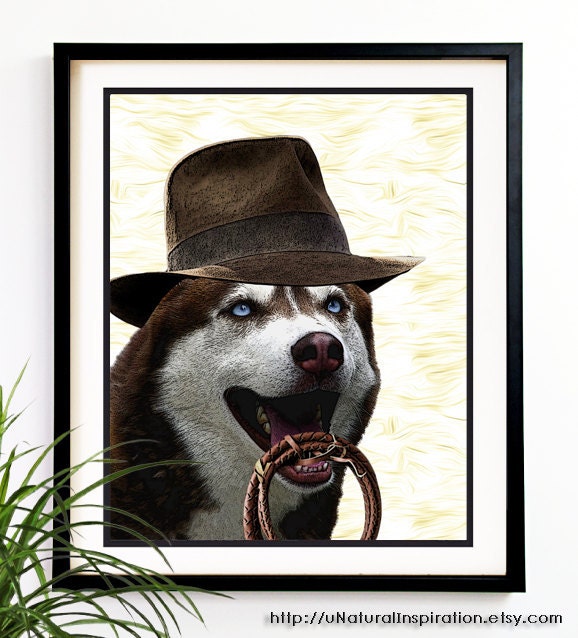 20% OFF Sale Dog Art print Indiana Dog Jones Art print pet portrait dog portrait pet lover (1044)