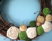 BEST SELLER - The Waverly - Fabric Rose Wreath - 18 inch - Ready to Ship