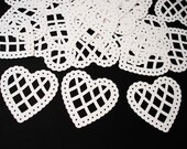 25 Large Wedding White Lace Scalloped Heart punch confetti cutout die cut embellishments - No587