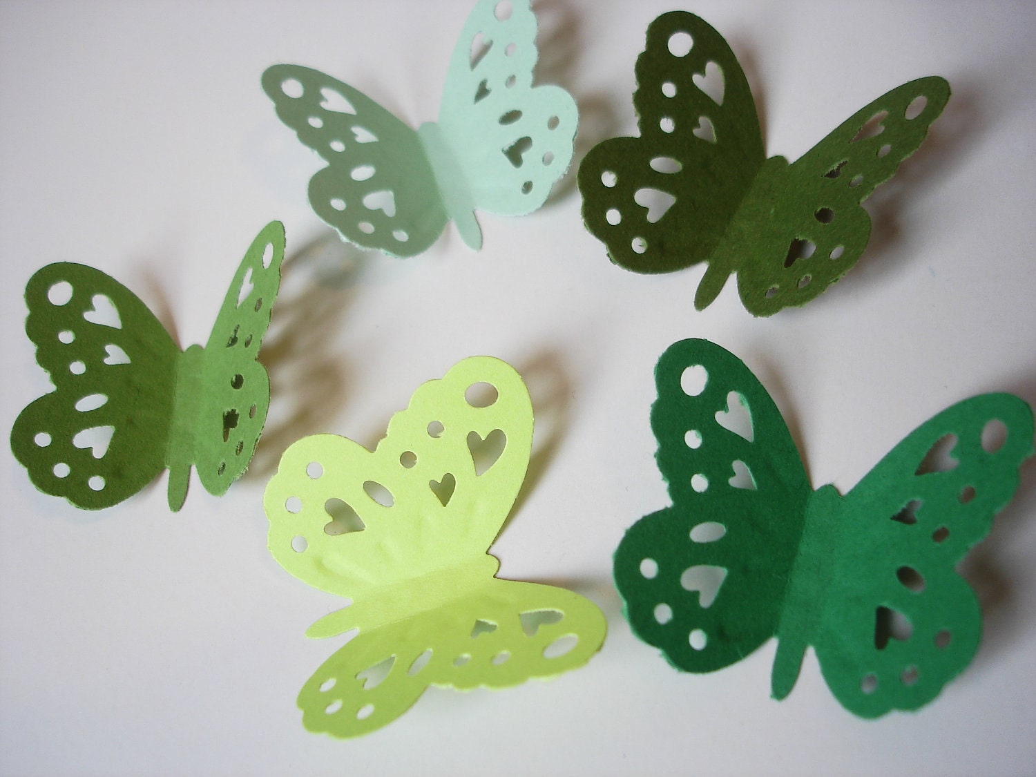 50 Large Silhouette Embossing Mixed Green Butterfly Punch Embellishments - No394