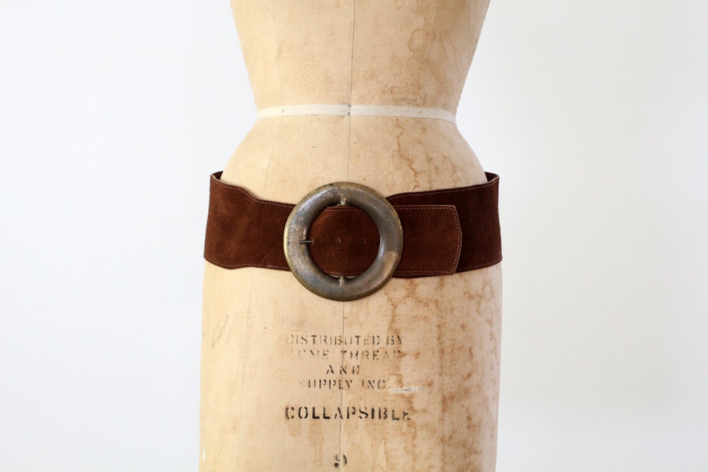 1970s Belt / Vintage Wide Suede Belt