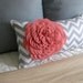 Coral and Gray felt flower pillow cover.