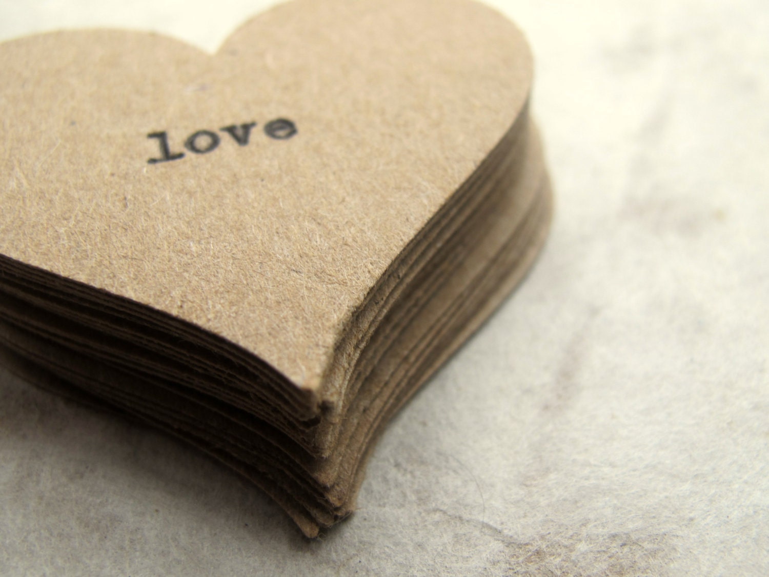 Kraft Love Confetti (20) - Wedding Table Decor, Favor Cards - Rustic, Vintage-Inspired, Natural