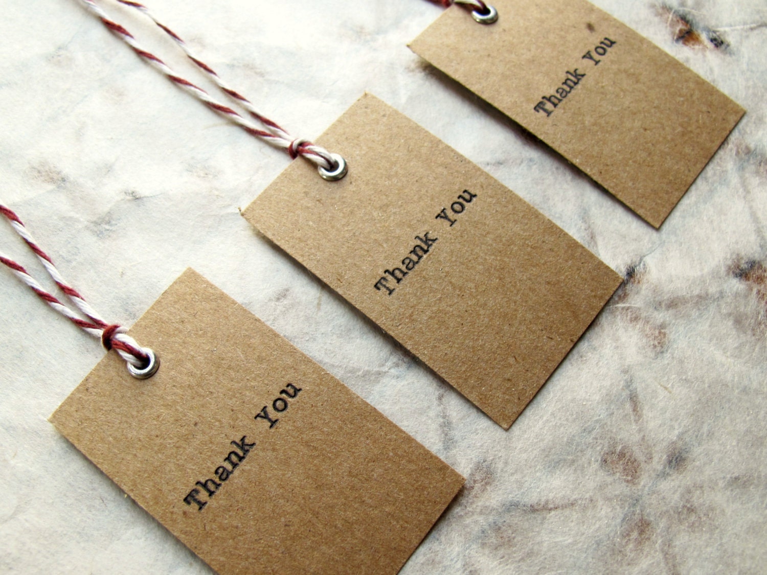 Kraft Thank You Wedding Favor Tags - Rustic, Vintage-Inspired, Natural, Simple