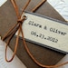 Personalized Wedding Favor Tags - Bride & Groom Names w/ Wedding Date - Rustic, Vintage-Inspired, Natural - Custom Colors Available