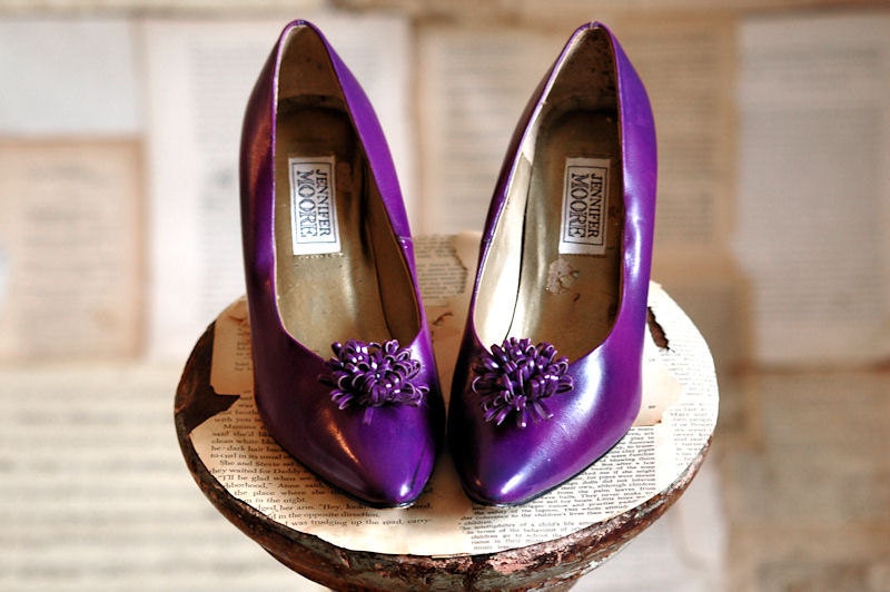 vintage 80s purple pom pom pump sz 7.5