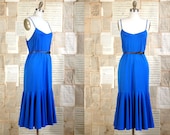 vintage 70s cobalt slip dress s/m