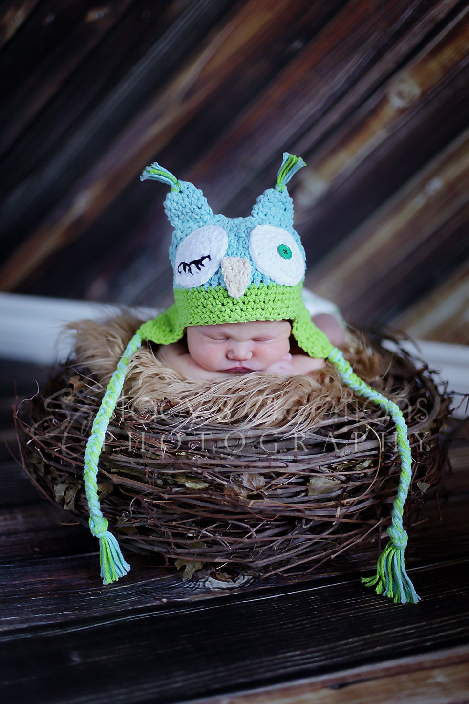 Large Faux Owl/Bird Nest Infant Photo Prop-Newborn photography prop-Infant photography prop