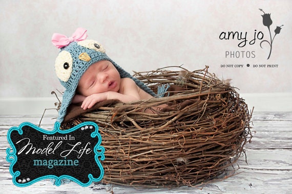 Birds nest photography prop "Light Feathers"-Newborn photography prop-Infant photography prop