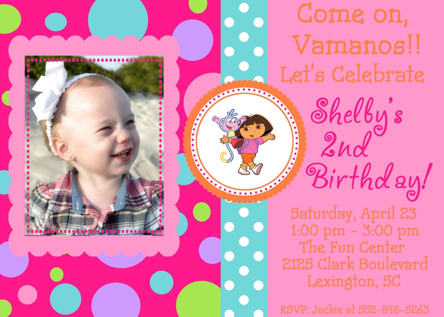 Fun with Dora - A Custom Dora the Explorer Photo Birthday Invitation