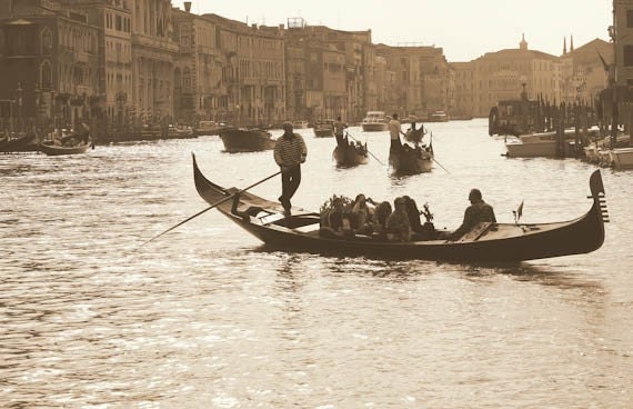 Photo- Grand Canal Gondola Ride, Venice, Vintage, Sepia, Dreamy, Typical. Fine Art Picture by ARTindividual on Etsy
