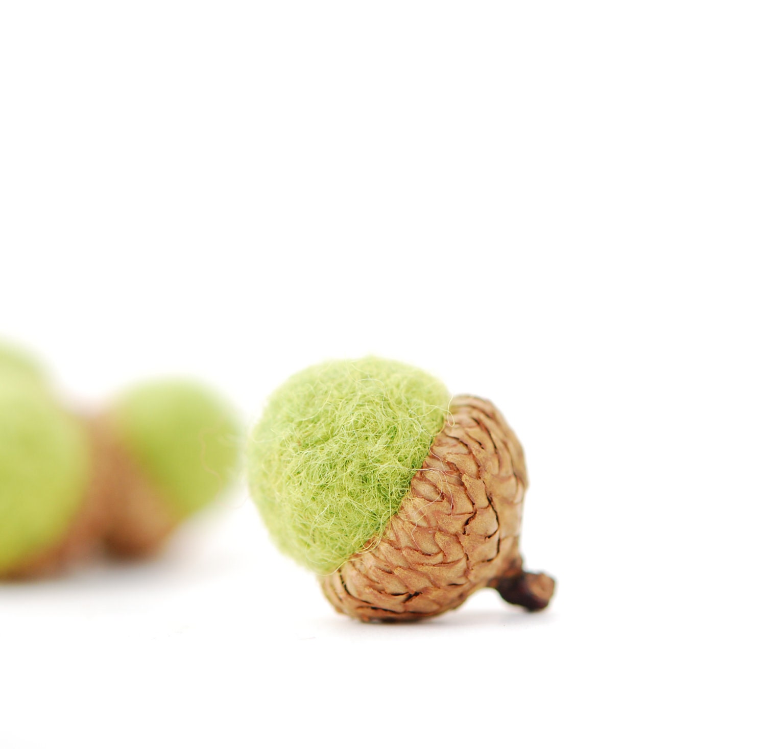 Felted Acorns, lime green citrus chartreuse  decor ecofriendly moss gift guide under 20 unisex