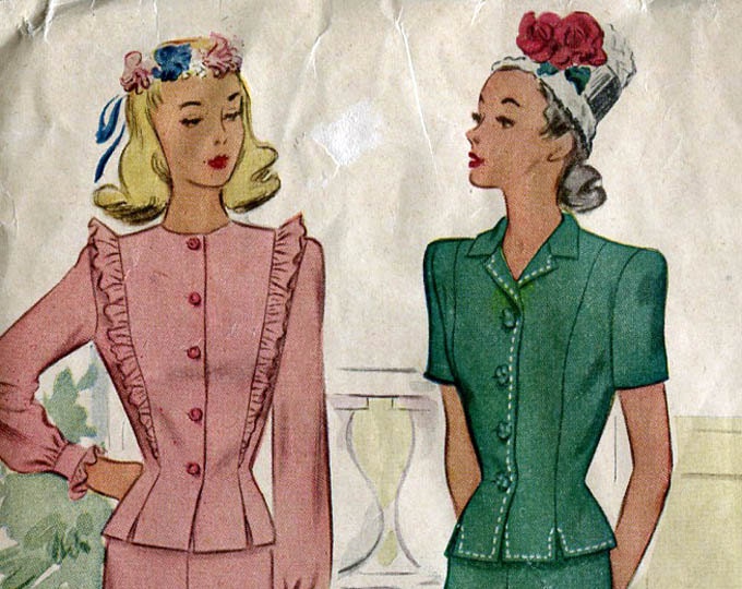 McCall's 6127 Vintage 40s Dress Suit Peplum Sewing Pattern B32